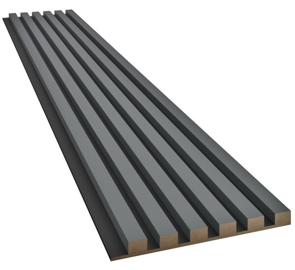 Akustický panel, podklad MDF doska, úzka lamela, grafit, 30x275 cm