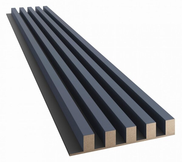 Akustický panel, podklad MDF doska, široká lamela, tmavá námornícka modrá, 30x275 cm