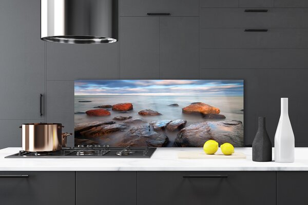 Sklenený obklad Do kuchyne Kamene more príroda 125x50 cm