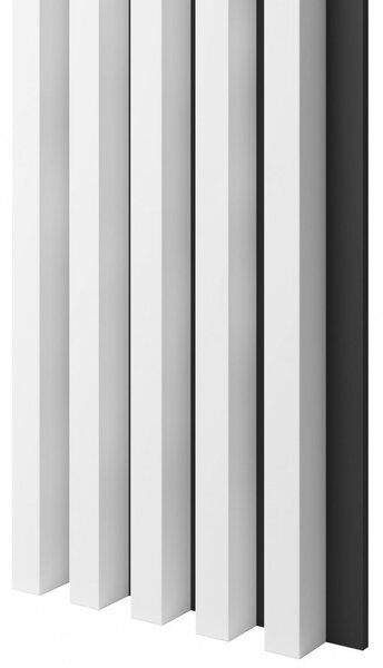Akustický panel, podklad MDF doska, široká lamela, biely mat, 30x275 cm