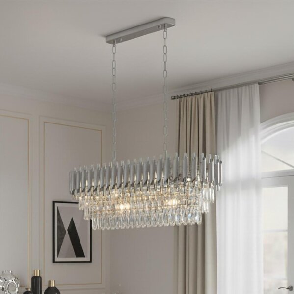 Brilagi - Závesný luster ECLIPSE na reťazi 10xE14/10W/230V 78x28 cm strieborný