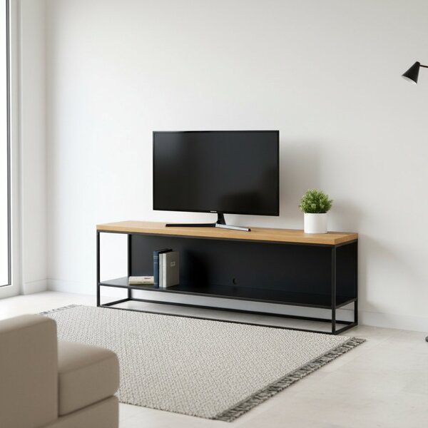 TV stolík West s masívnou dubovou doskou