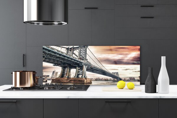 Sklenený obklad Do kuchyne Most mesto architektúra 125x50 cm