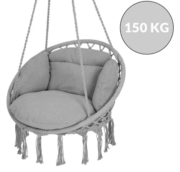 Casaria Závesné kreslo s vankúšmi - sivé