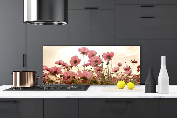 Sklenený obklad Do kuchyne Poľné kvety lúka príroda 125x50 cm