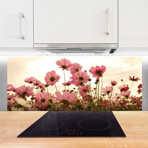 Sklenený obklad Do kuchyne Poľné kvety lúka príroda 125x50 cm