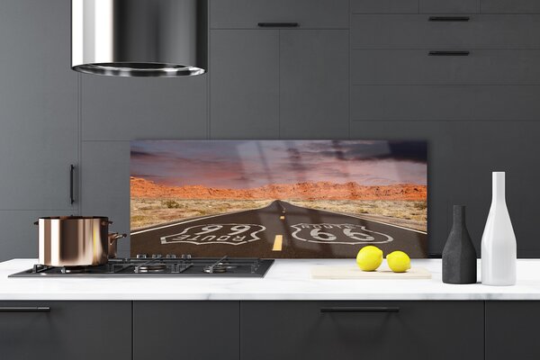 Sklenený obklad Do kuchyne Diaľnica cesta púšť 125x50 cm