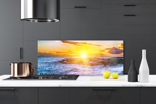 Sklenený obklad Do kuchyne Západ slnka more pobrežie 125x50 cm
