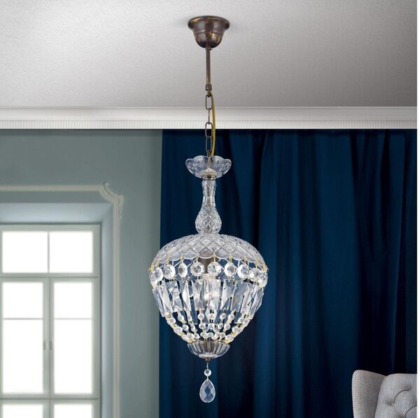 Orion HL 6-1498/1 - Krištáľový luster na reťazi ARILA 1xE27/60W/230V hnedá/patina
