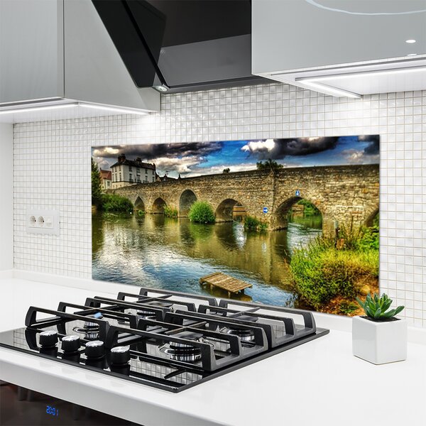 Sklenený obklad Do kuchyne Most rieka architektúra 120x60 cm