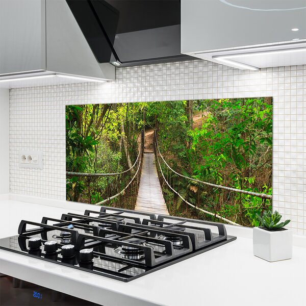 Sklenený obklad Do kuchyne Most džungľa tropický les 120x60 cm