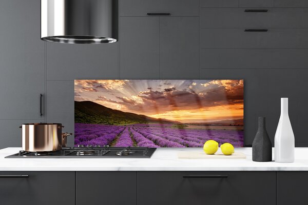 Sklenený obklad Do kuchyne Pole levanduľa západ slnka 125x50 cm