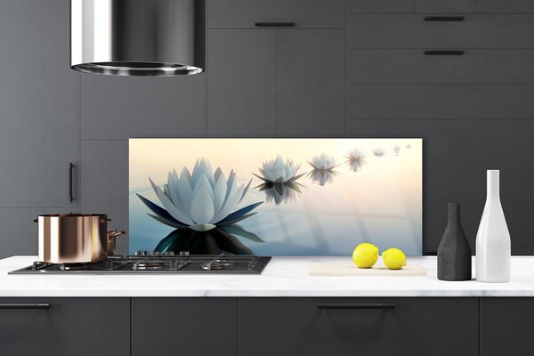 Sklenený obklad Do kuchyne Vodné lilie biely lekno 125x50 cm