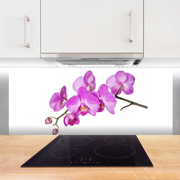 Sklenený obklad Do kuchyne Vstavač orchidea kvety 125x50 cm