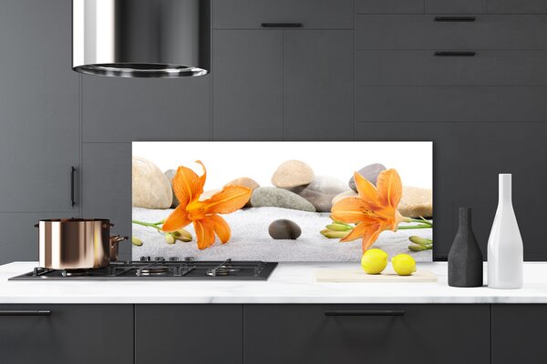 Sklenený obklad Do kuchyne Ľalia kamene príroda 125x50 cm