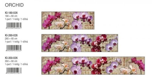 DIMEX | Fototapeta do kuchyne Orchidea KI-350-026 | 350 x 60 cm | fialová, béžová, ružová