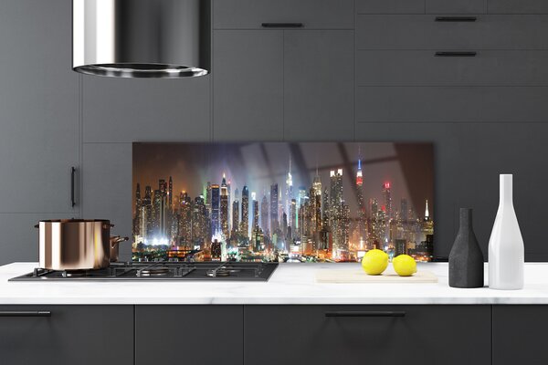 Sklenený obklad Do kuchyne Noc mesto new york 125x50 cm