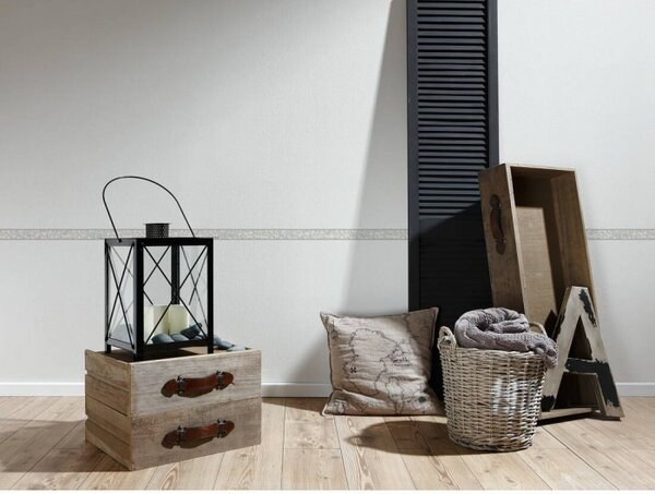 A.S. Création | Vinylová bordúra na stenu Only Borders 96209-1 | 5 cm x 5 m | biela, metalická, šedá