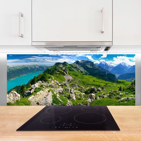 Sklenený obklad Do kuchyne Lúka hory príroda príroda 125x50 cm