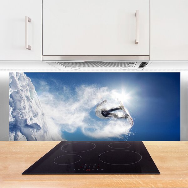 Sklenený obklad Do kuchyne Snowboard šport sneh zima 125x50 cm