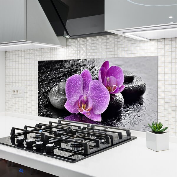Sklenený obklad Do kuchyne Orchidea kvety kamene zen 120x60 cm