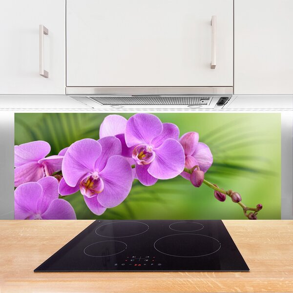 Sklenený obklad Do kuchyne Vstavač orchidea kvety 125x50 cm