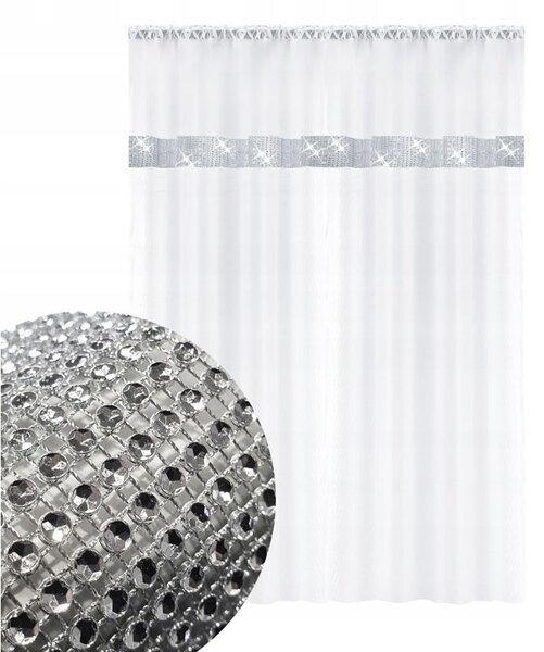 Dekorstudio Jednofarebná záclona GLAMOUR - Biela - vlastný rozmer Uchytenie závesu: Dekoračné krúžky antracitové, Šírka záclony: 350cm