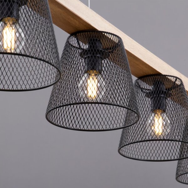 Briloner 4077-055 - Závesný luster na lanku WOOD & STYLE 5xE14/25W/230V