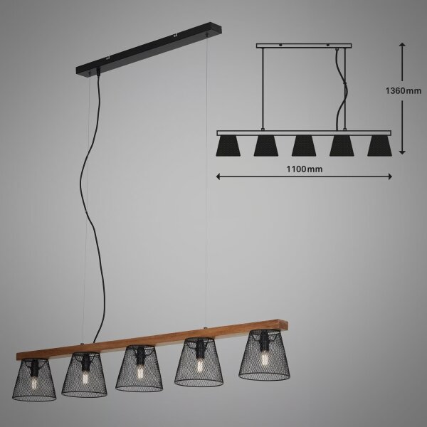 Briloner 4077-055 - Závesný luster na lanku WOOD & STYLE 5xE14/25W/230V