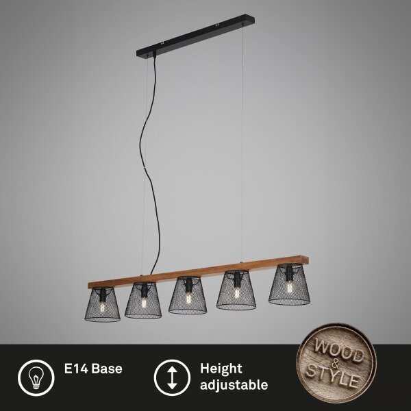Briloner 4077-055 - Závesný luster na lanku WOOD & STYLE 5xE14/25W/230V