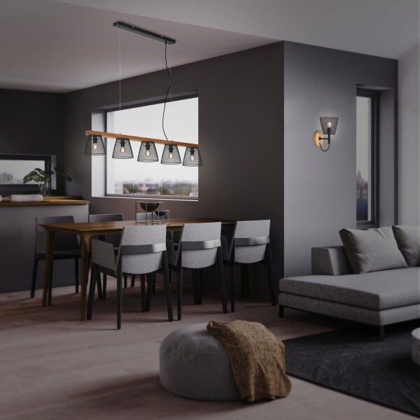 Briloner 4077-055 - Závesný luster na lanku WOOD & STYLE 5xE14/25W/230V