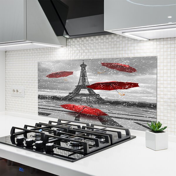 Sklenený obklad Do kuchyne Eiffelova veža paríž dáždnik 120x60 cm