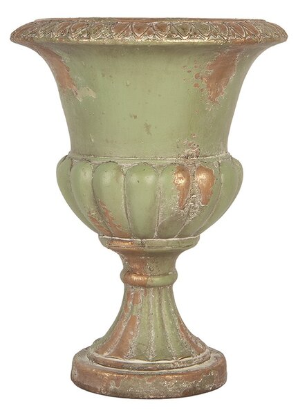 Zelený dekoračný kvetináč v barokovom štýle Baroque – Ø 26*34 cm - Clayre & Eef