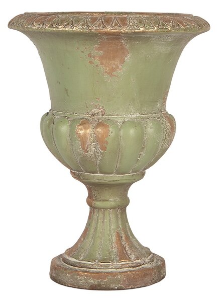 Zelený dekoračný kvetináč v barokovom štýle Baroque – Ø 26*34 cm - Clayre & Eef