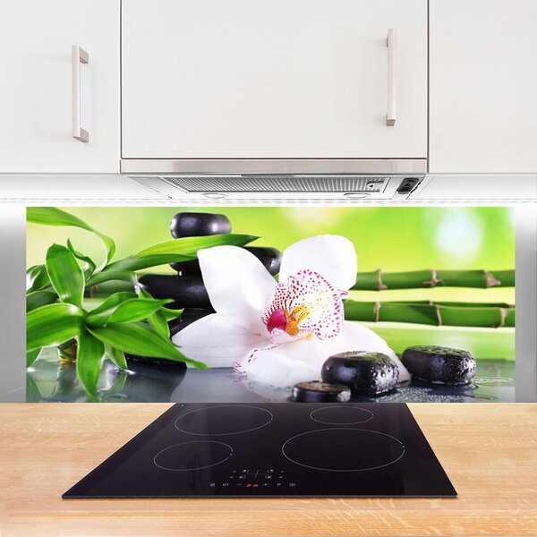 Sklenený obklad Do kuchyne Orchidea kamene zen bambus 125x50 cm