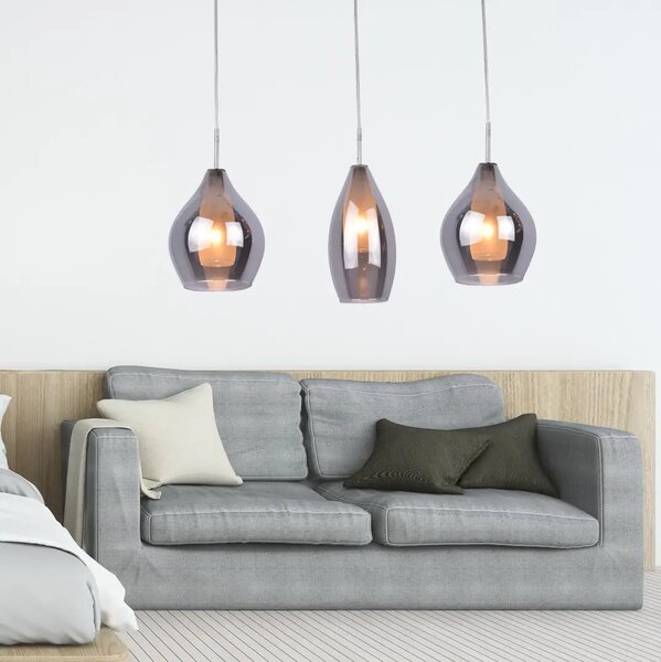 Industriálny luster Amber 3 chróm – Sivá