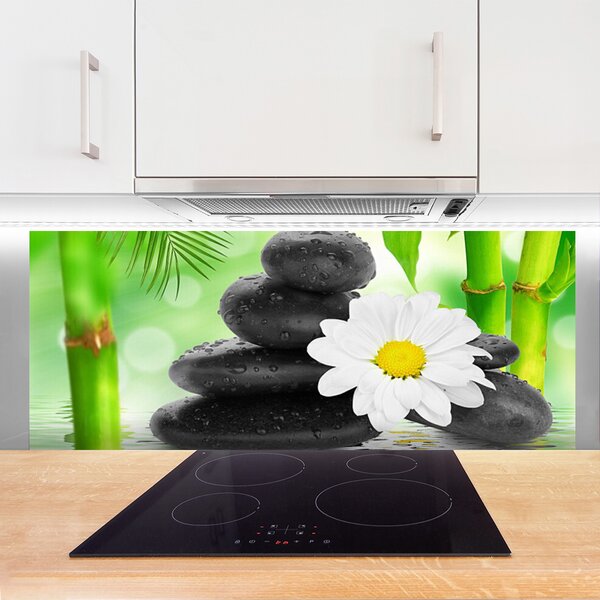 Sklenený obklad Do kuchyne Bambus kamene zen kvet 125x50 cm