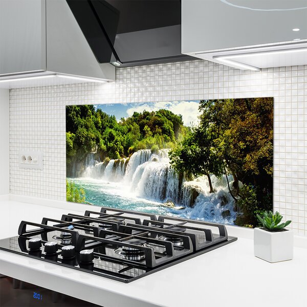 Sklenený obklad Do kuchyne Vodopád príroda les 120x60 cm