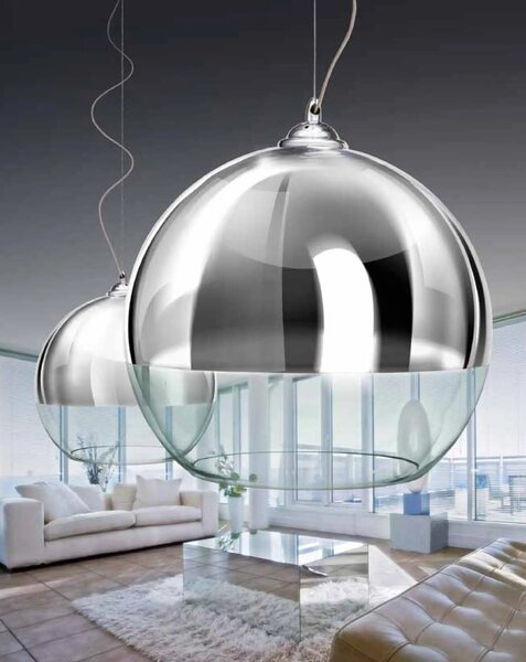 Industriálny luster Silver Ball 18 – Sivá