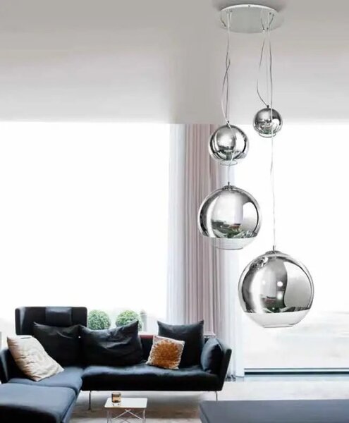 Industriálny luster Silver Ball 4 – Sivá