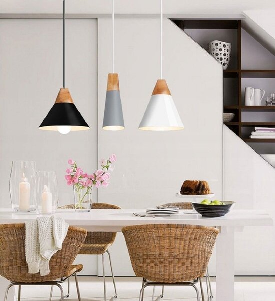 Toolight Scandi C, stropné svietidlo 1xE27 SCANDI C WHITE APP061-1CP, biela-hnedá, OSW-00106