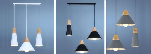 Toolight - Stropné svietidlo SCANDI SET CP 3xE27, Biela-Hnedá, OSW-00110