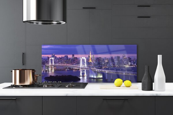 Sklenený obklad Do kuchyne Most mesto architektúra 125x50 cm