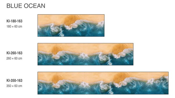 DIMEX | Fototapeta do kuchyne Modrý oceán KI-350-163 | 350 x 60 cm | modrá, biela, krémová, oranžová