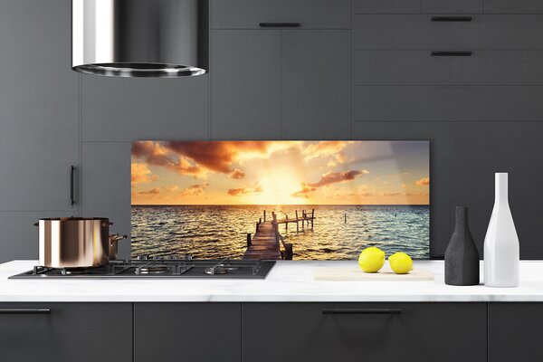 Sklenený obklad Do kuchyne Most more západ výhľad 125x50 cm