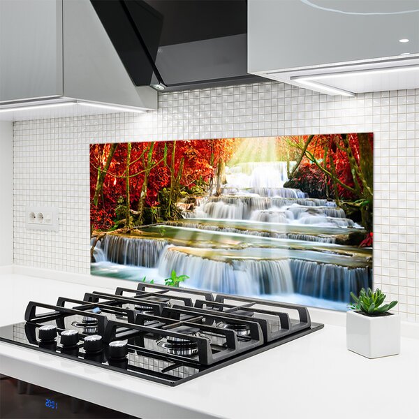 Sklenený obklad Do kuchyne Vodopád príroda les 120x60 cm