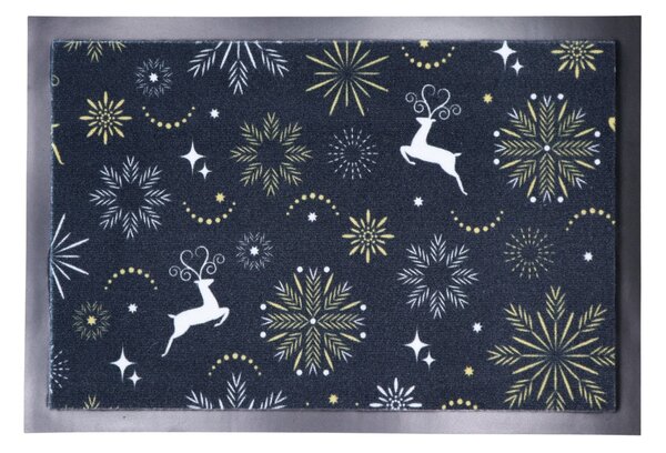 Mercury Flooring, Rohožka vianočná Snehové vločky so sobmi, 40x60, viacfarebná