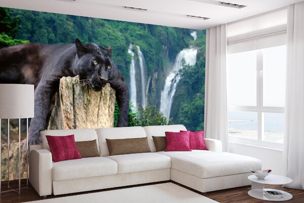 Samolepiaca vliesová fototapeta Panter na strome 375 x 250 cm