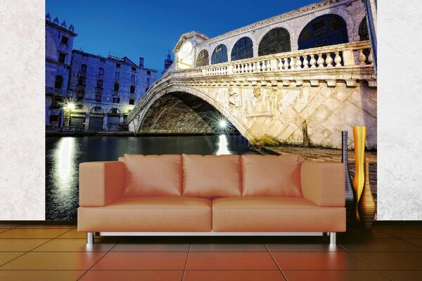DIMEX | Vliesové fototapety na stenu Ponte di Rialto MS-5-0656 | 375 x 250 cm | modrá, čierna, šedá