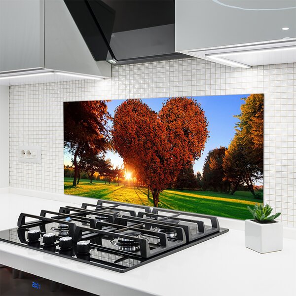 Sklenený obklad Do kuchyne Strom srdce přírdoa 120x60 cm